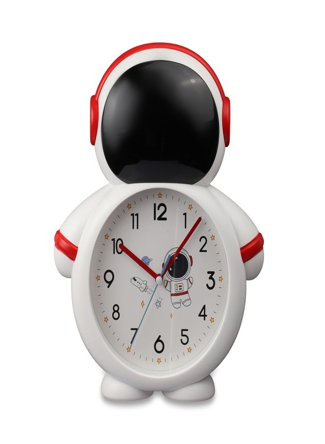 De'rons Astronaut Wall Clock for Kids Room Living Room Latest Stylish Cartoon Design Non-Ticking Silent Wall Clock for Boys Girls Bedroom Study Room Playroom 34 x 27 cm (Red) - Image 1